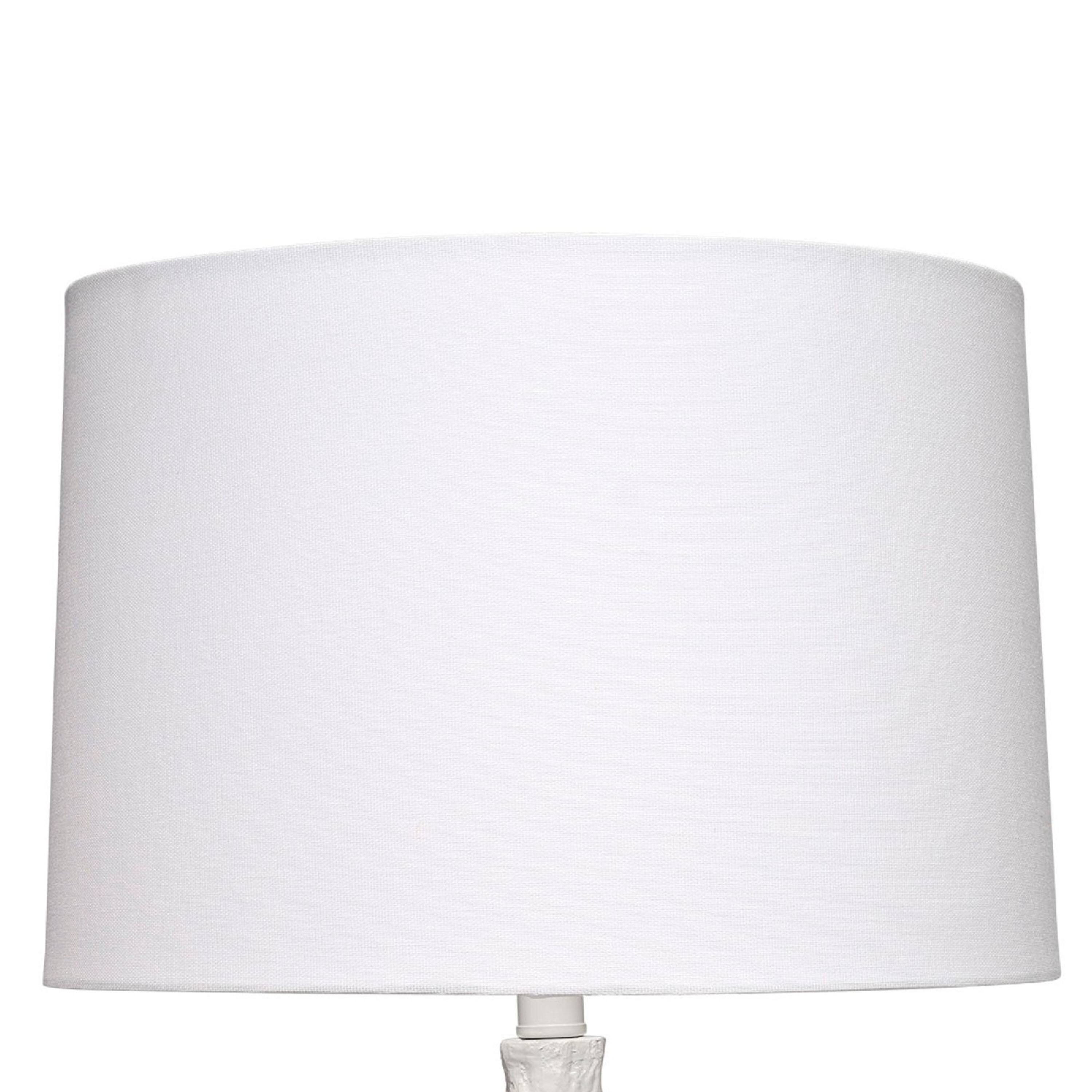 Left. Manhattan Lane - Sils Accent Table Lamp, Linen Shade, Trunk Resin Base 28 Inch - White, Silver.