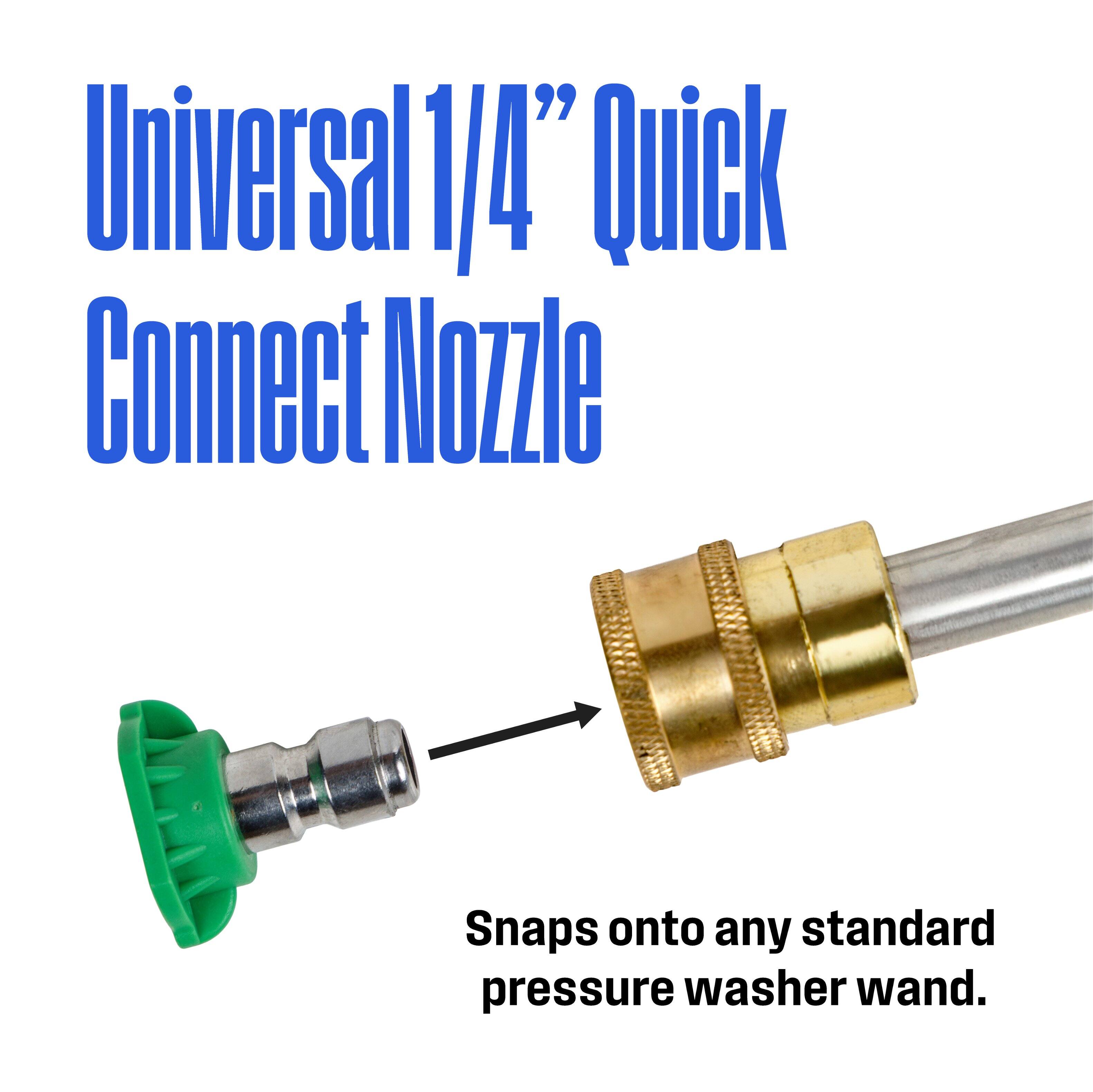 Universal 1/4" Quick Connect Nozzle Snaps onto any standard pressure washer wand.