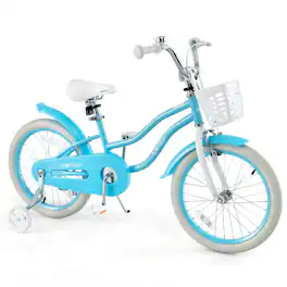 Costway - 18" Kids Bike Toddler Bicycle with Training Wheel Kickstand for 4-8 Years - Blue