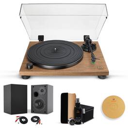 Audio-Technica - Audio Technica AT-LPW40WN Turntable, Bookshelf Speaker Cleaner Kit, Cork, Bundle