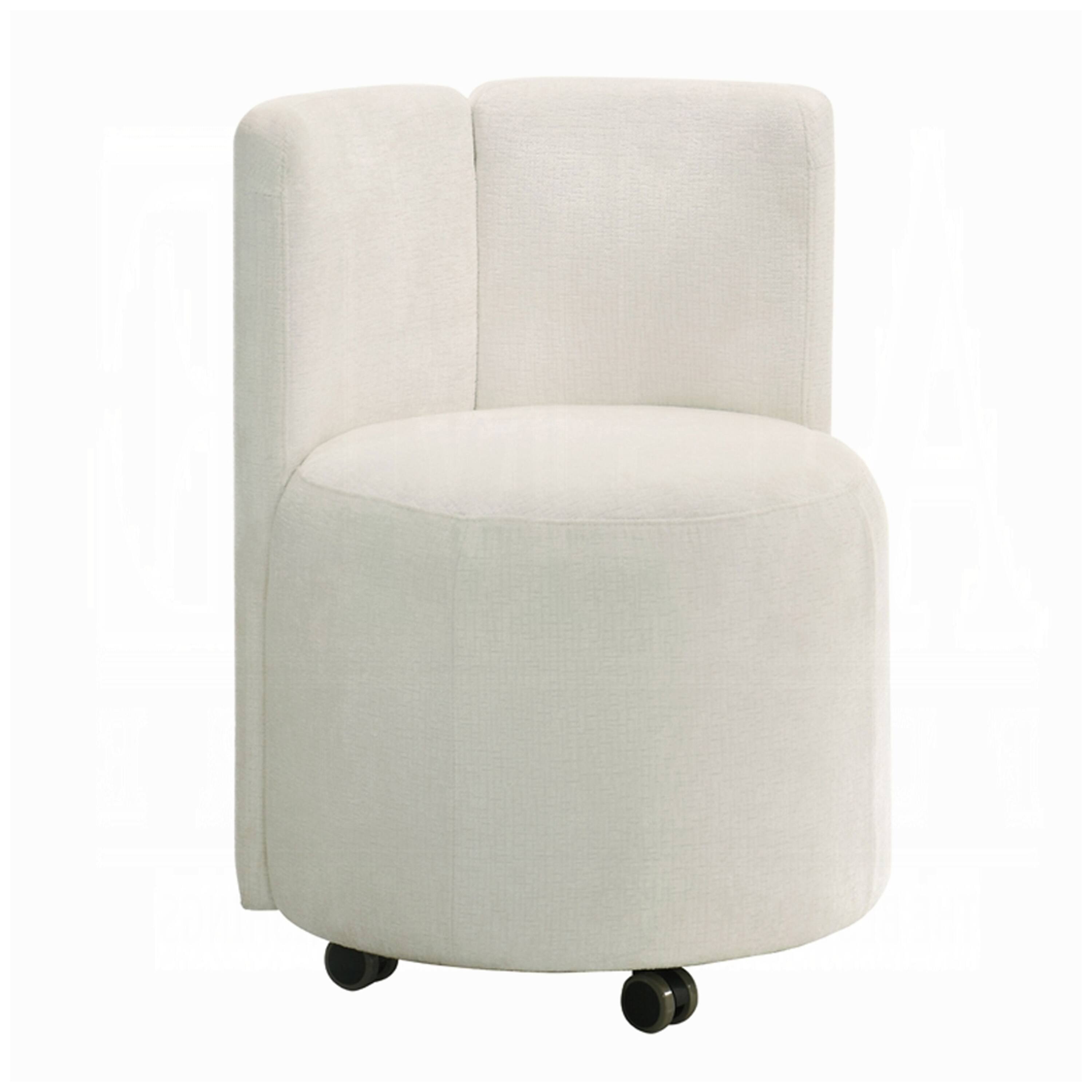 Front. Manhattan Lane - Yodo Dining Side Chair Set of 2, Rolling Caster Wheels - White.