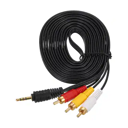 Front. Unique Bargains - TRRS3.5mm Male to Gold Plating 3RCA Jack Cable, Copper Core 2.5mm PVC Audio AUX Cable for TV/Amp/Speaker - Black.