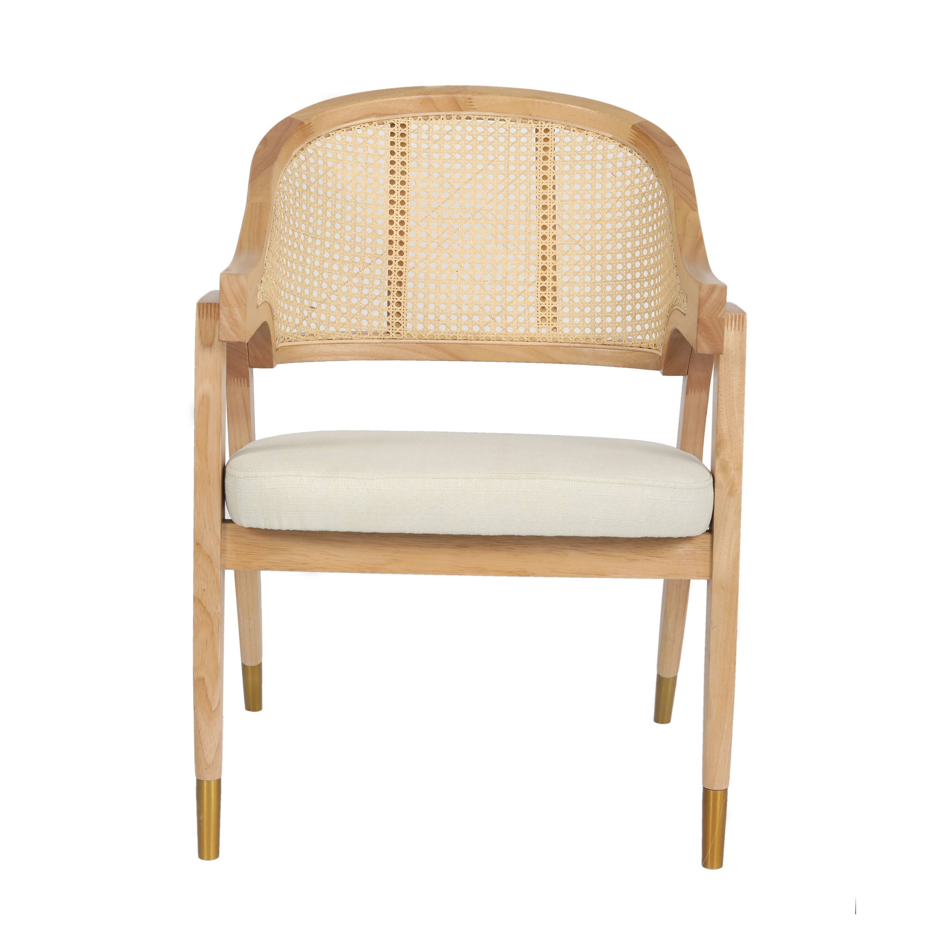 Alt View 9. Emma + Oliver - Willa Cane Rattan Dining or Accent Chair with Solid Wood Frame, Woven Backrest and Cushioned Seat - Natural.