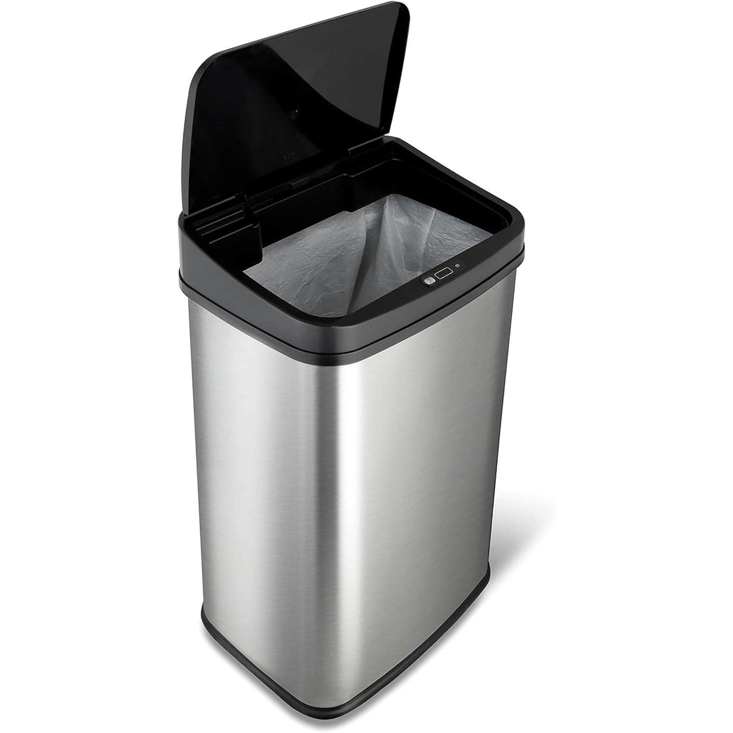 Hivvago - /Black 13-Gallon Stainless Steel Kitchen Trash Can with Motion Sensor Lid - Silver