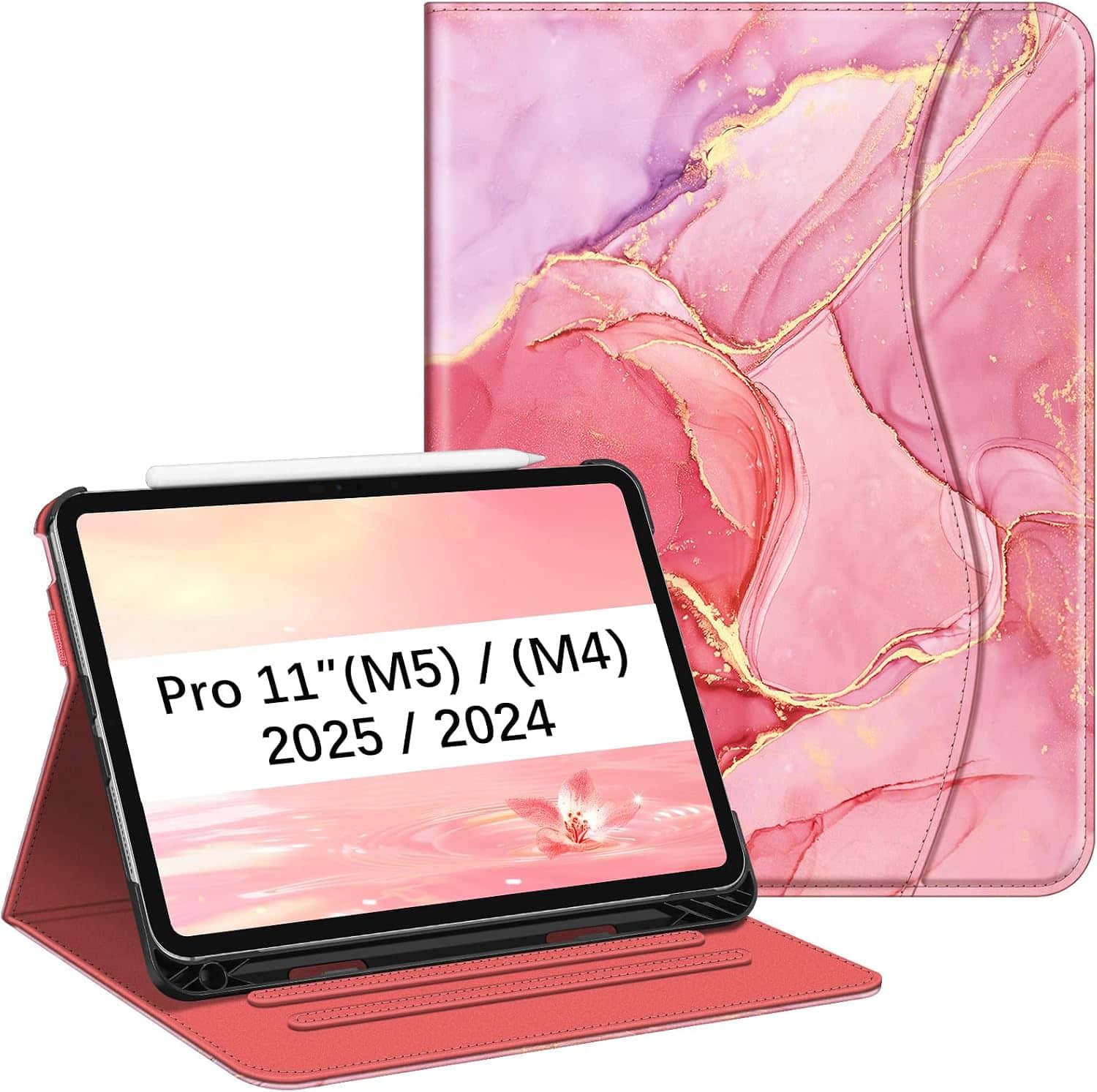 Fintie - Case for iPad Pro 11-inch (M5) 2025 / (M4) 2024 Multi-Angle Viewing Folio Stand Protective Cover with Pocket - Marble Pink price history on PriceWatchPro