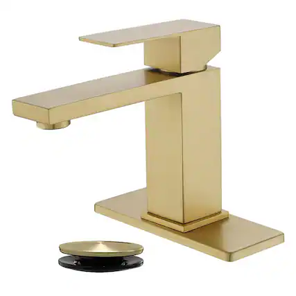 Front. Boyel Living - Brushed Gold Faucet SUS304 Aerator Spout cUPC Cartridge 60cm Supply Line Pop Up Drain - Brushed Gold.