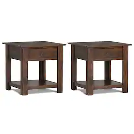 Simpli Home - Monroe 22 inch End Table (Set of 2) - Distressed Charcoal Brown