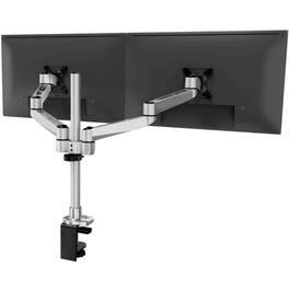 Mount-It! - CLiX Series Dual Wide Adjustable Monitor Desk Mount – Full Motion Dual Arm for Two 13"-32" Screens - Silver