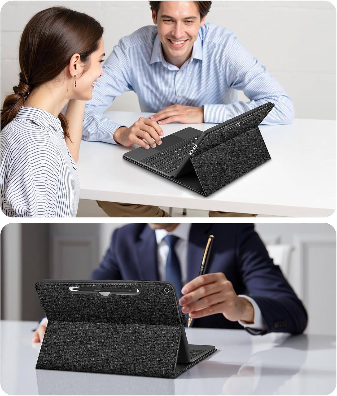 Alt View 5. Fintie - Portfolio Case for Microsoft Surface Pro 12 Inch 1st/2nd Edition (2025-2026) Multi-Angle Viewing Business TPU Back Cover - Black.