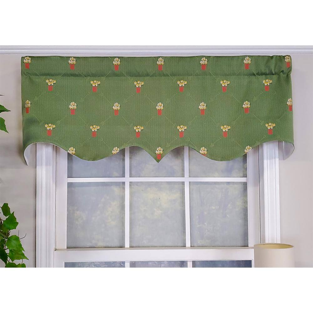Angle. RLF Home - RLF Home Modern Design Classic Flower Pot Regal Style Window Valance  50" x 17" Emerald - Emerald.