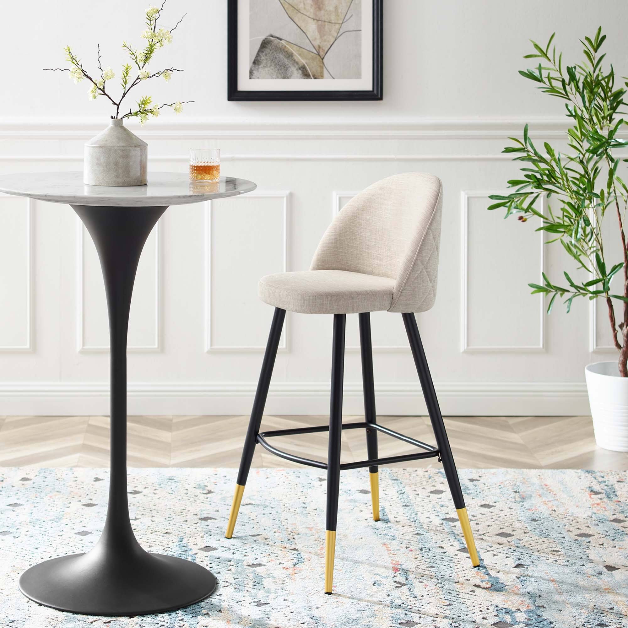 Back. Modway - Cordial Fabric Bar Stools Set of 2 by Modway - Beige.