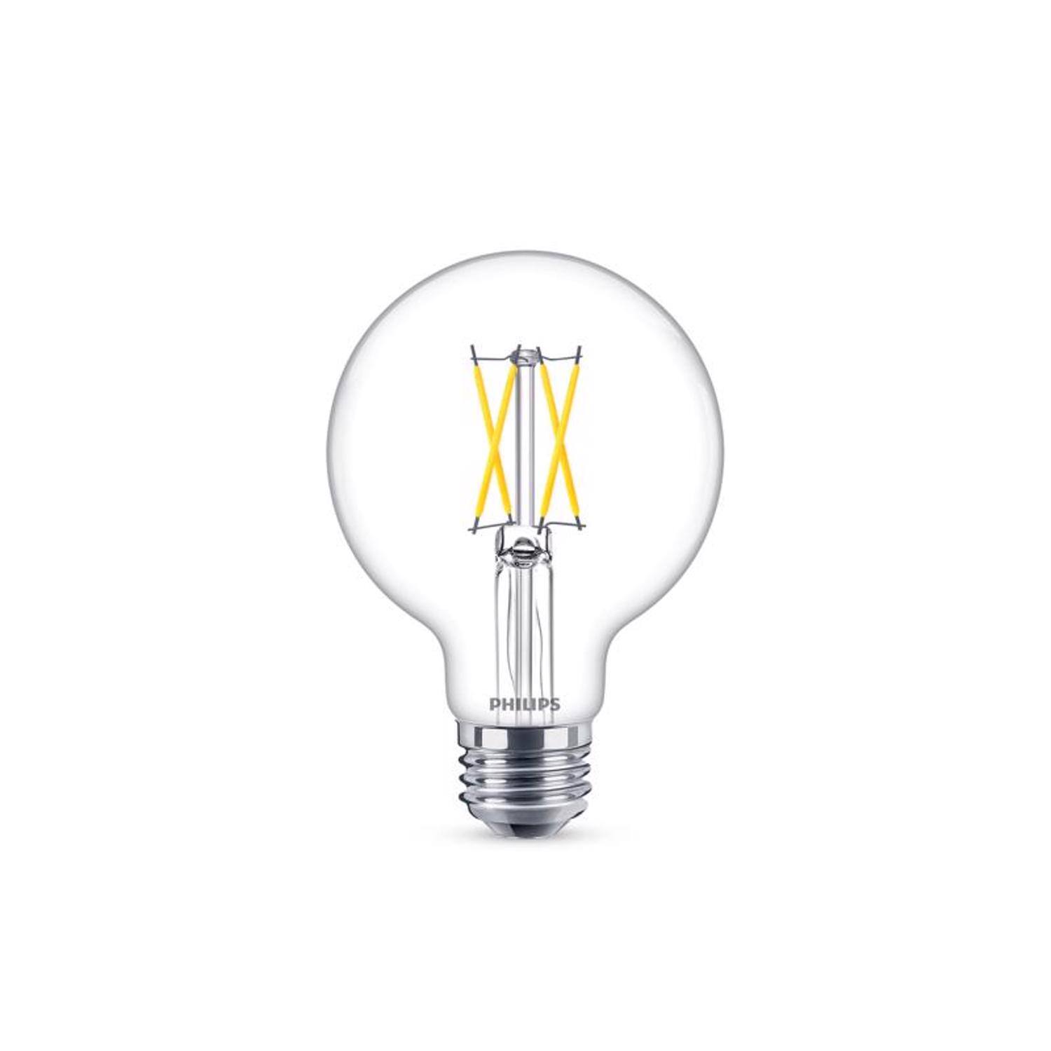 Alt View 3. Philips - Philips G25 E26 (Medium) LED Bulb Soft White 60 Watt Equivalence 2 pk.
