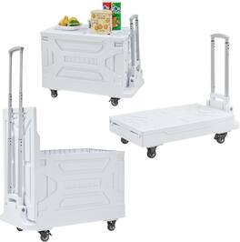Vecelo - 37Gal Quik Cart Foldable Rolling Suitcase with Retractable Handle, Portable Utility Cart,88L Capacity, 100 lb Load - White