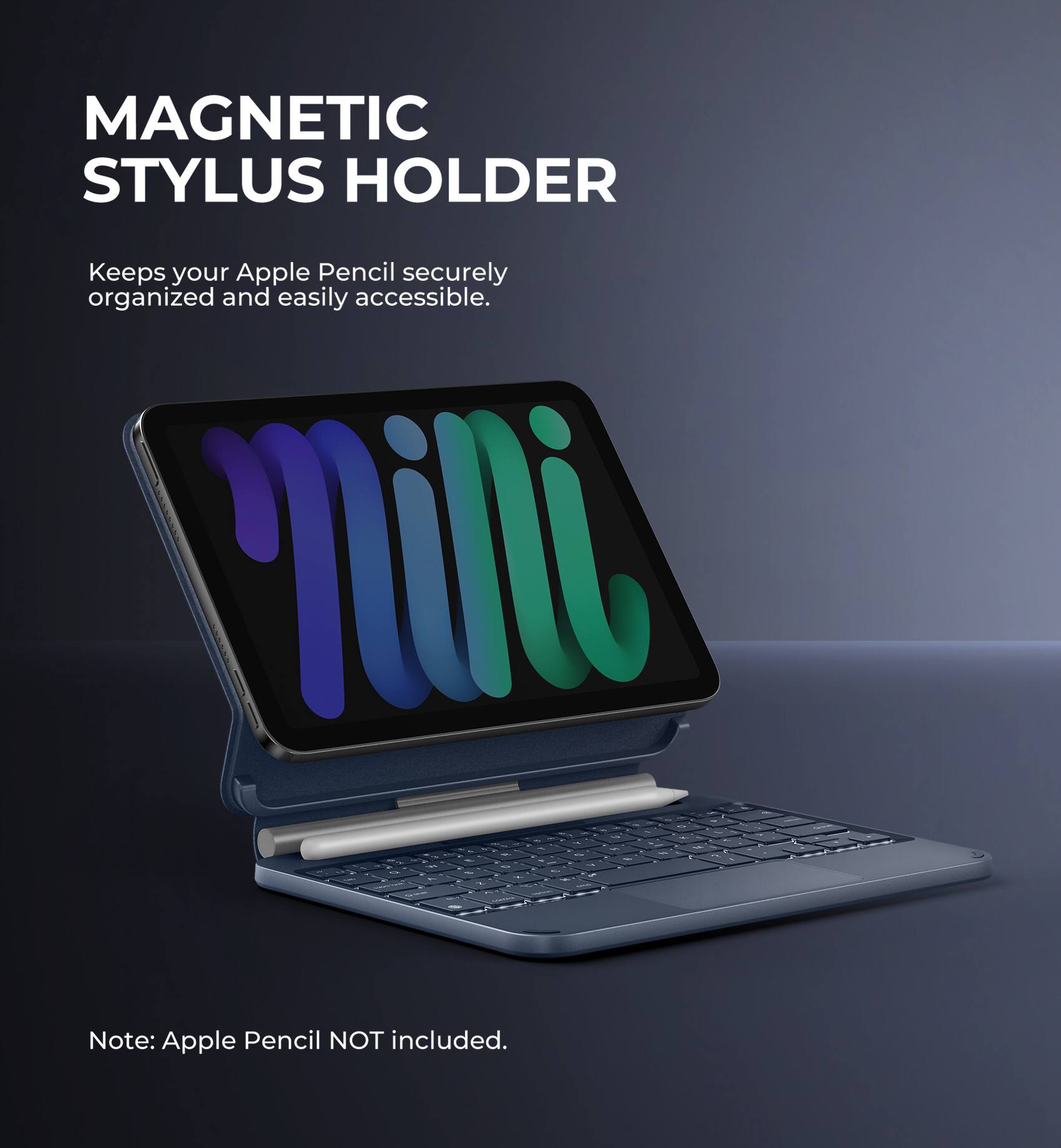 MAGNETIC STYLUS HOLDER  
Keeps your Apple Pencil securely organized and easily accessible.  

Note: Apple Pencil NOT included.