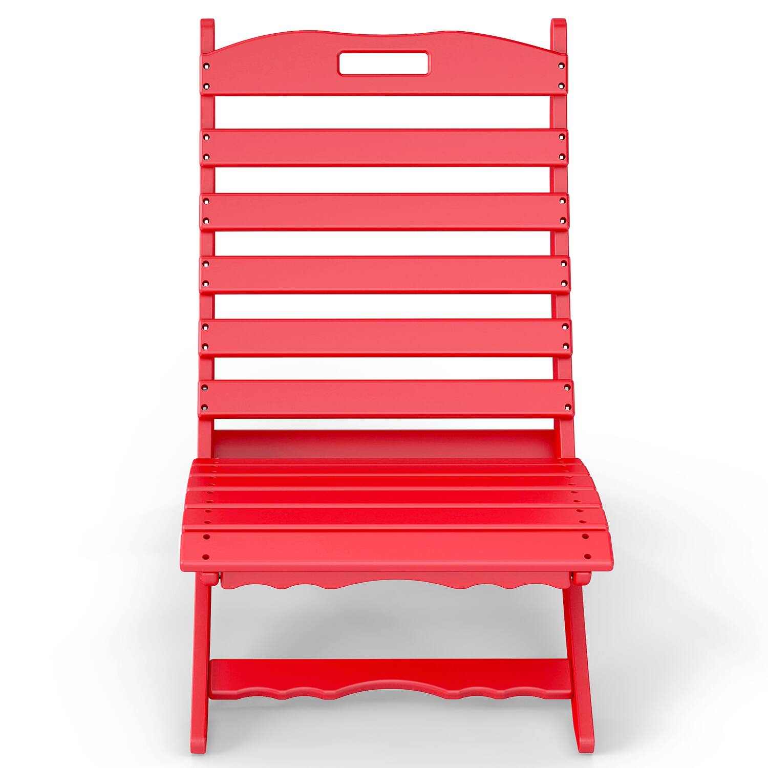 Left. FODINGHILL - Folding Xavier Wave Chairs , Portable HDPE Adirondack Chairs, All-Weather Outdoor Chairs - Red.