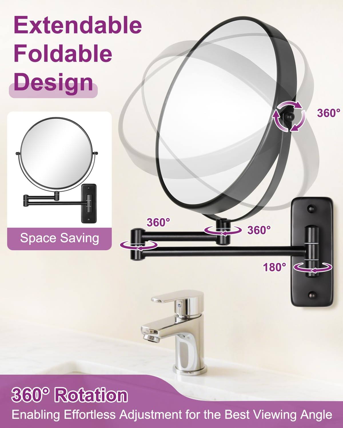 Extendable Foldable Design

Space Saving

360° Rotation
Enabling Effortless Adjustment for the Best Viewing Angle