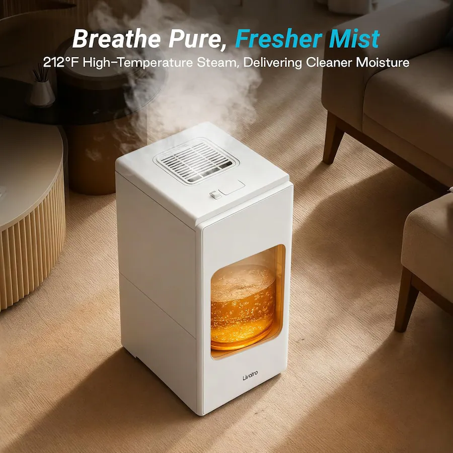 Livatro Stainless Steel Warm Mist Humidifier, 3L Easy Clean Steam ...