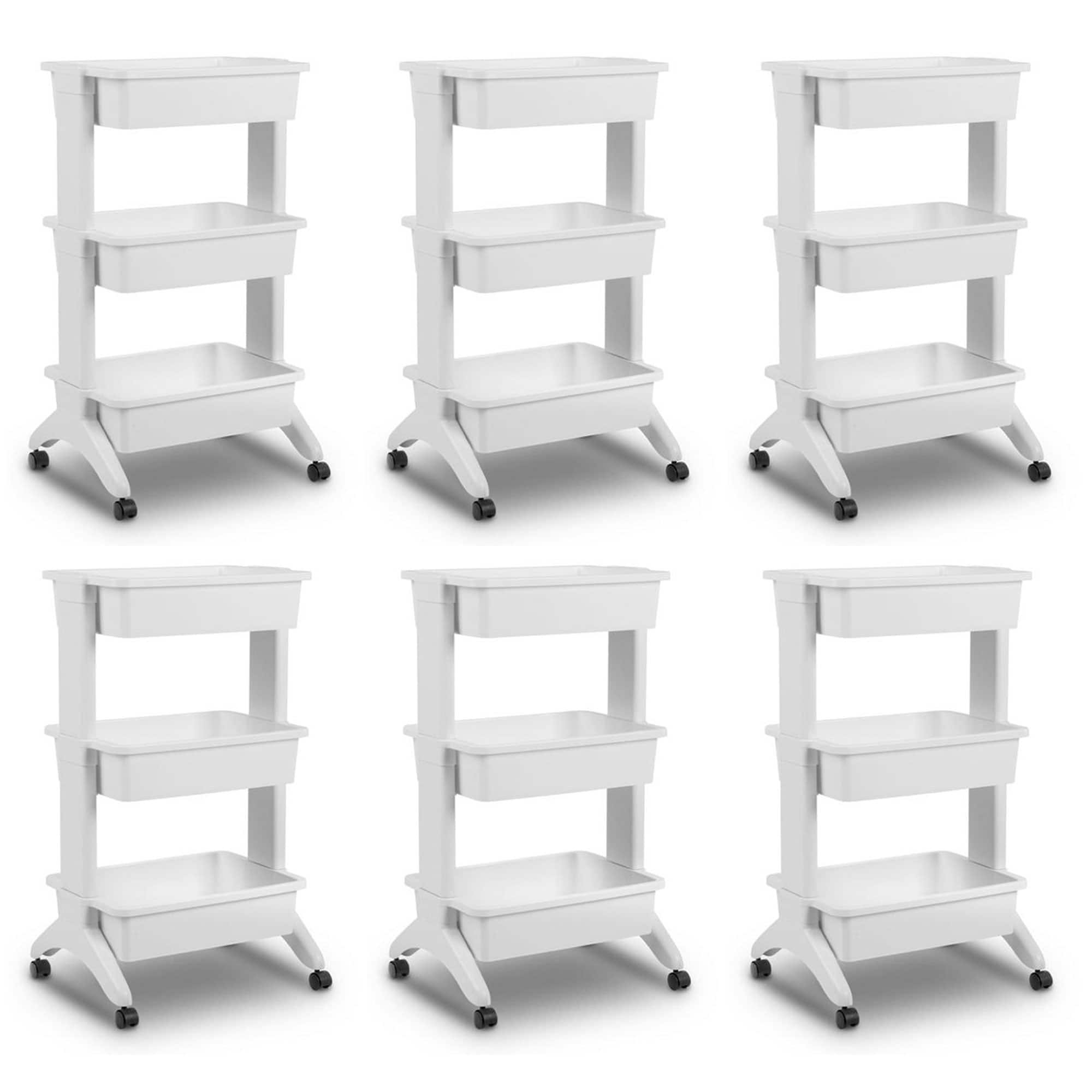 Sterilite - 3 Tier Utility Rolling Organization Cart Portable Storage Bins, 6 Pack - White price history on PriceWatchPro