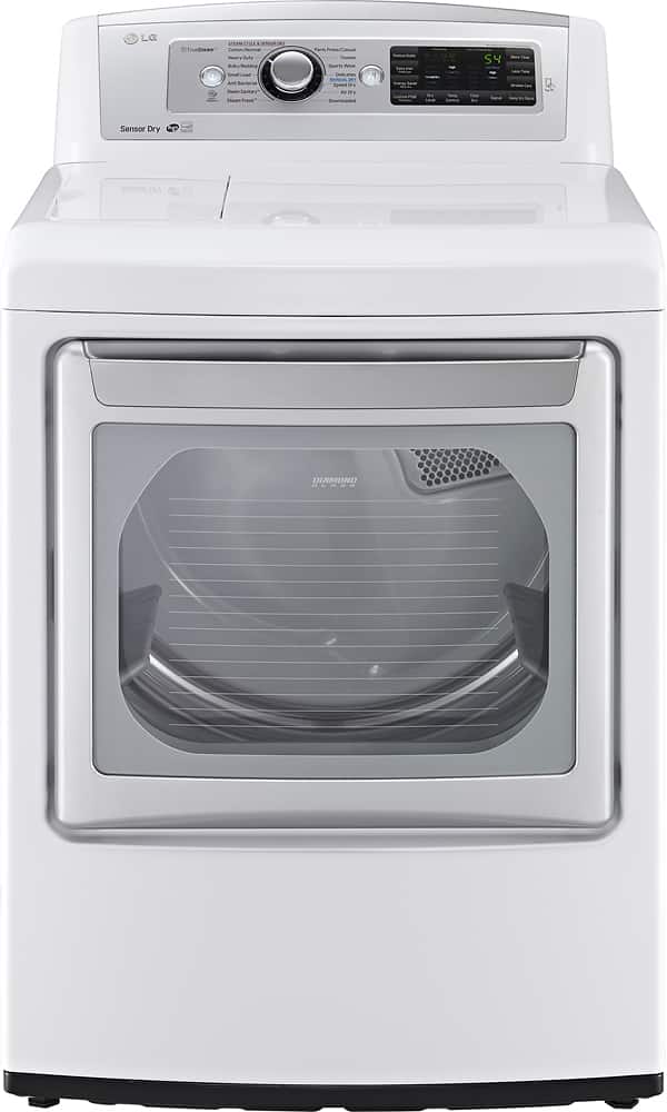 Front. LG - 7.3 Cu. Ft. 14-Cycle Steam Gas Dryer - White.