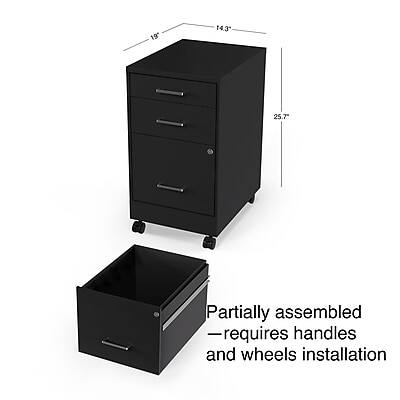 19" x 14.3" x 25.7"  
Partially assembled - requires handles and wheels installation