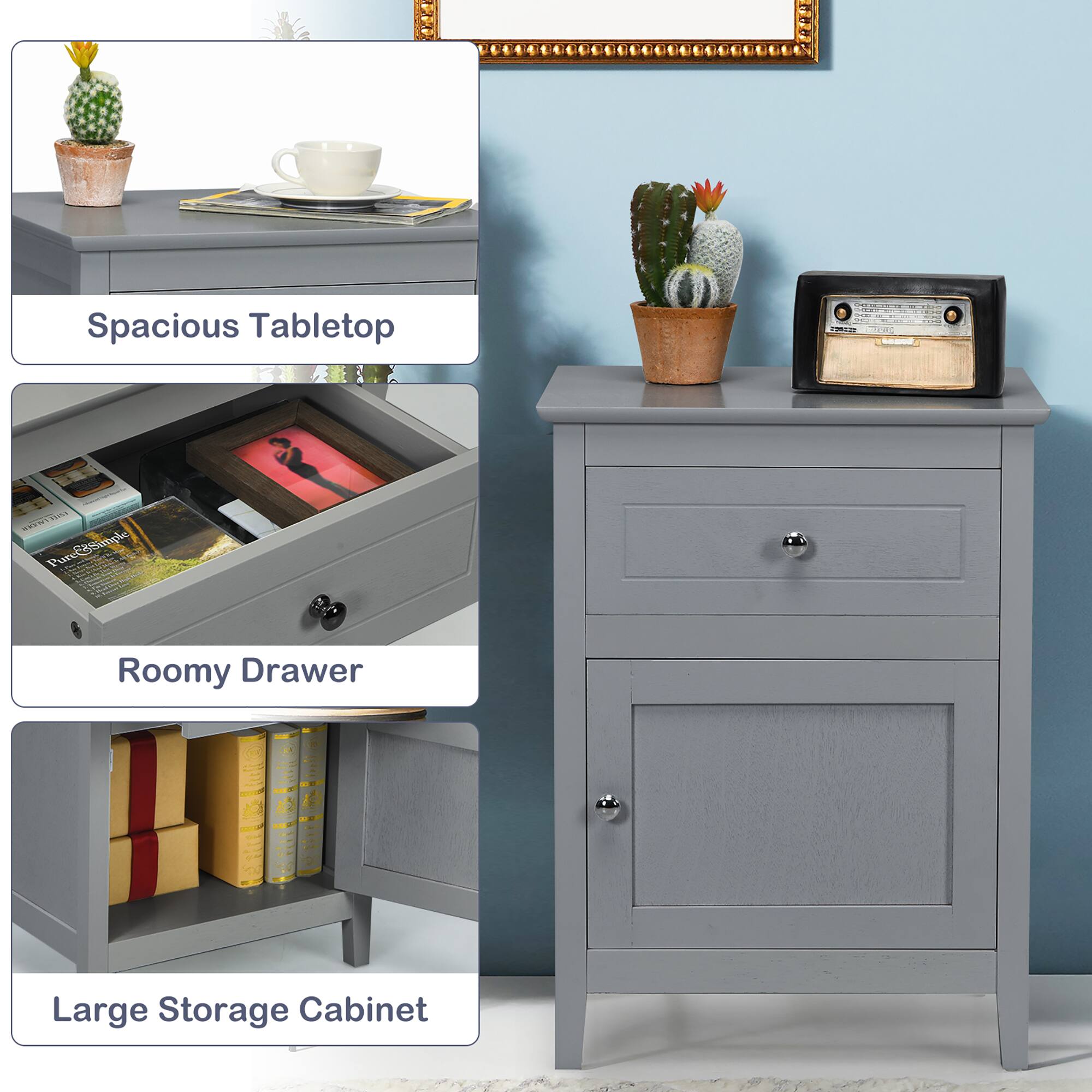 Spacious Tabletop   Roomy Drawer   Large Storage Cabinet