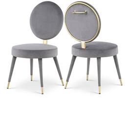 Meridian Furniture - Brandy Grey Velvet Dining Chair, Set of 2 - Gray