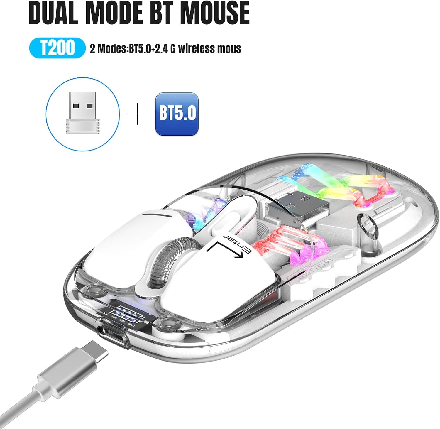 DUAL MODE BT MOUSE  
T200  
2 Modes: BT5.0 + 2.4 G wireless mouse