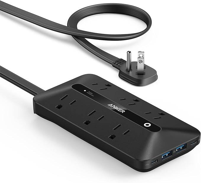 Front. Anker - Anker Flat Plug Power Strip 300J - Black.