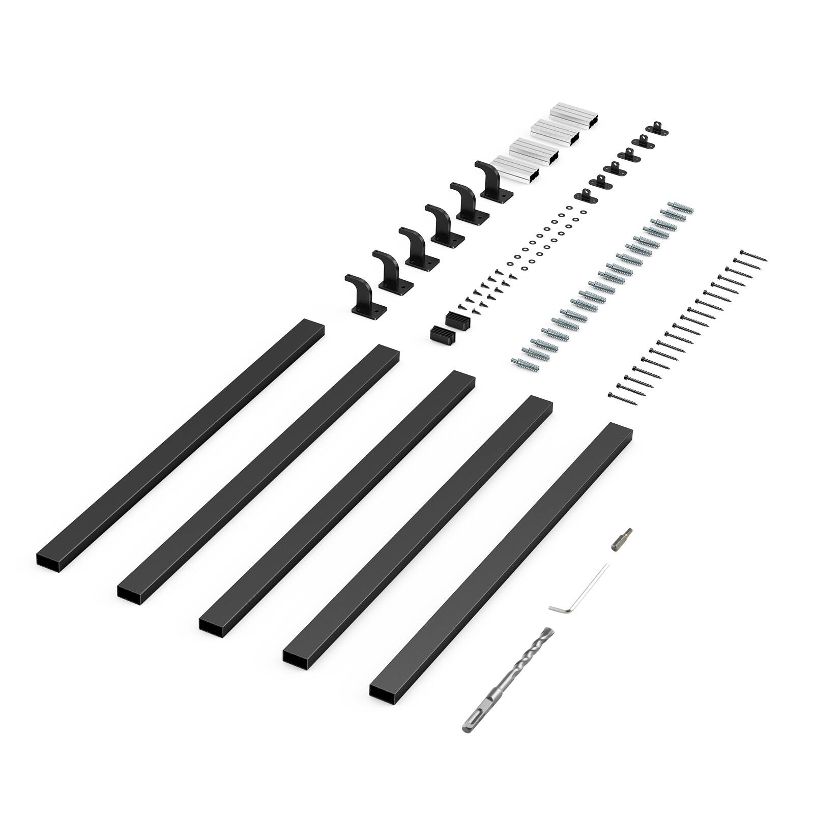 Alt View 5. VEVOR - Wall Mounted Stair Handrail, 15ft Black Aluminum Staircase Handrail Indoor, 250lbs Load Capacity - Black.