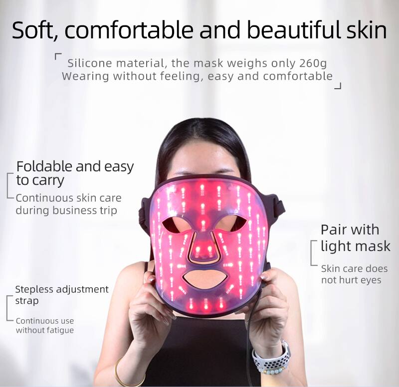 Soft, comfortable and beautiful skin

Silicone material, the mask weighs only 260g
Wearing without feeling, easy and comfortable

Foldable and easy to carry
Continuous skin care during business trip

Stepless adjustment strap
Continuous use without fatigue

Pair with light mask
Skin care does not hurt eyes