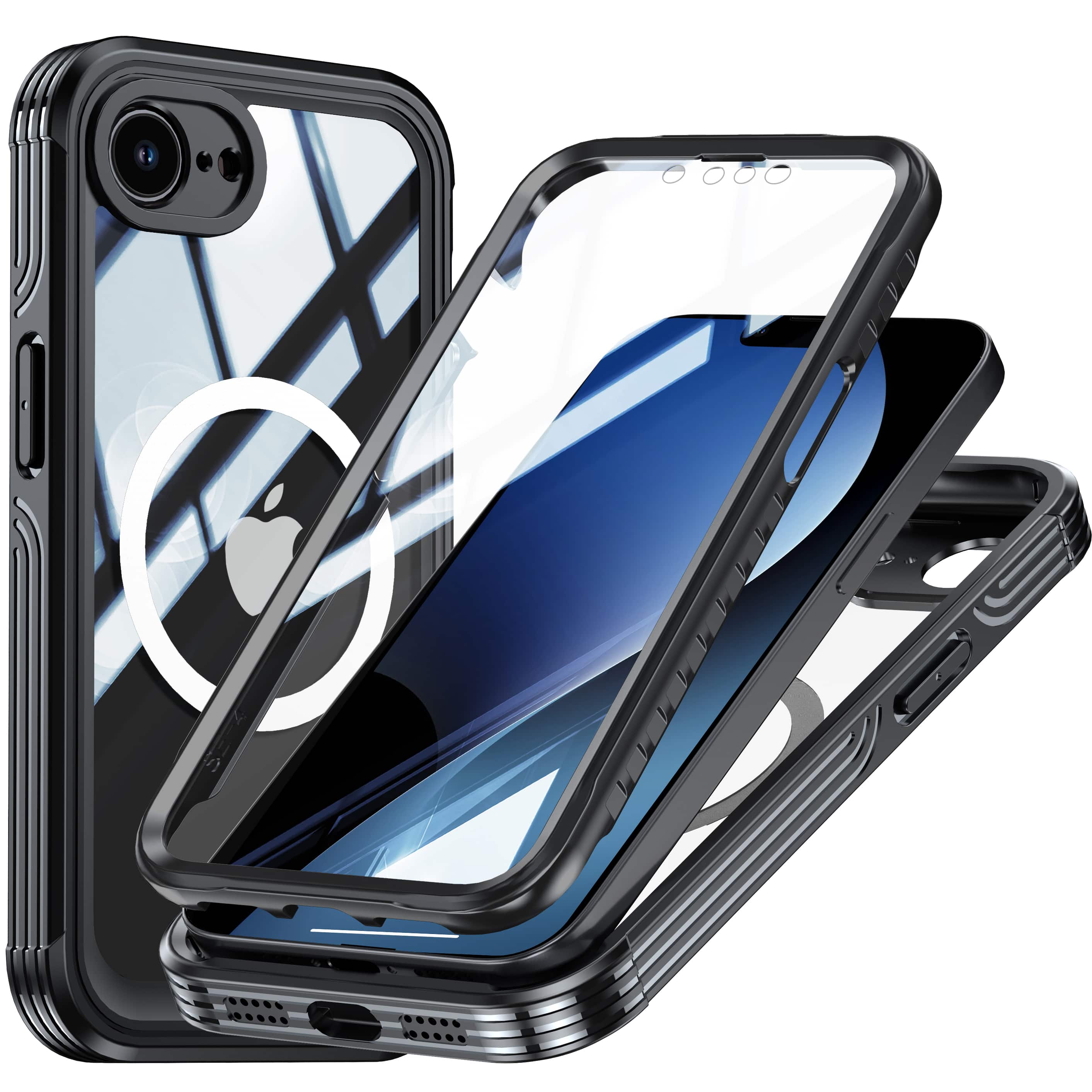 Dteck - for iPhone 16e Case with Built-in Screen Protector,Compatible with MagSafe,Military-Grade Shockproof Magnetic Cover - Black