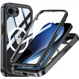 Dteck - for iPhone 16e Case with Built-in Screen Protector,Compatible with MagSafe,Military-Grade Shockproof Magnetic Cover - Black