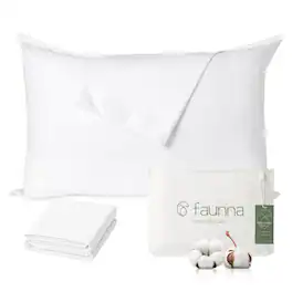 FAUNNA - 600 Thread Count Cotton Pillow Protector, Bed Bug & Allergen Resistant, Antimicrobial, Zippered - Standard 4 Pack - White