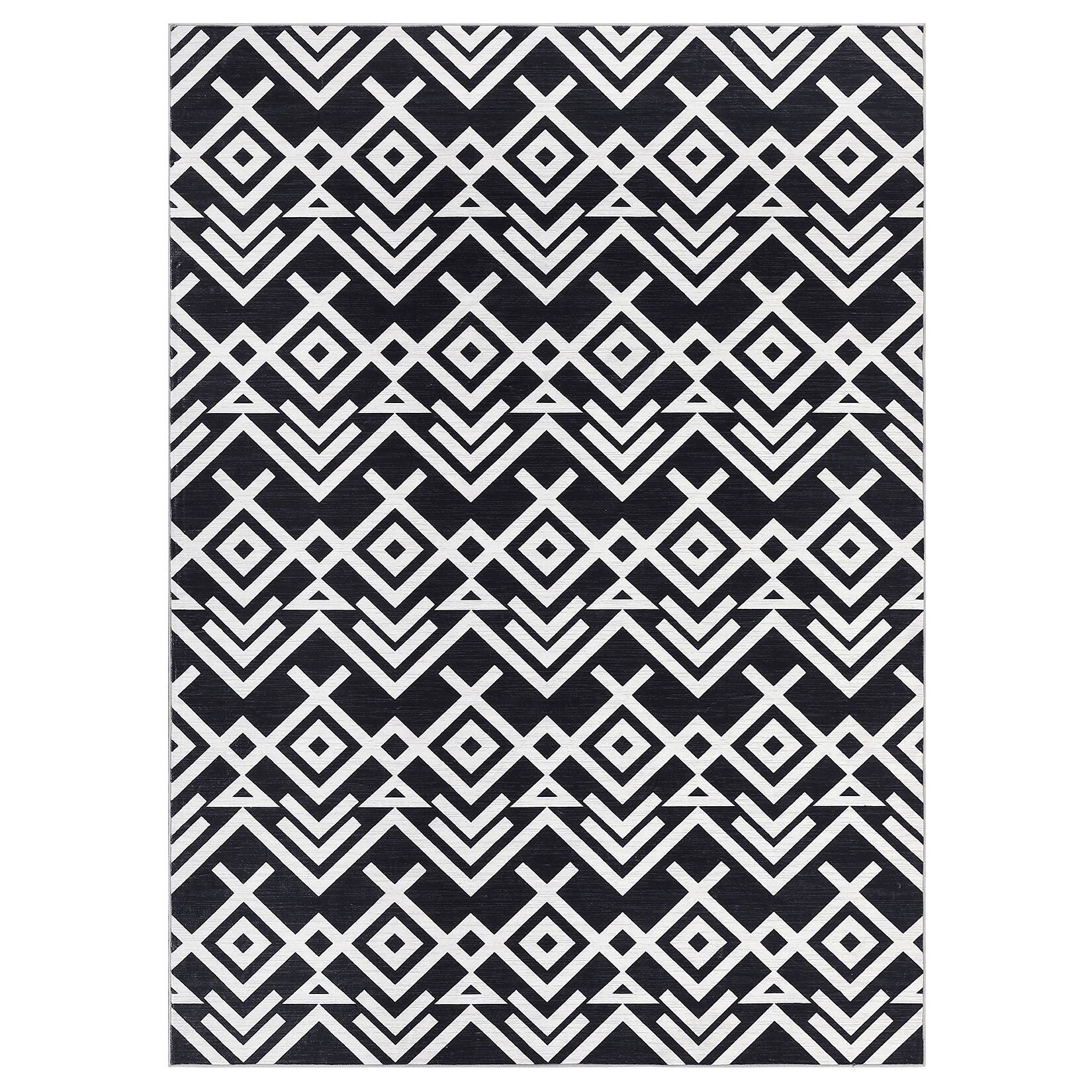 Front. Acekool - Washable Modern Area Rug - Black.