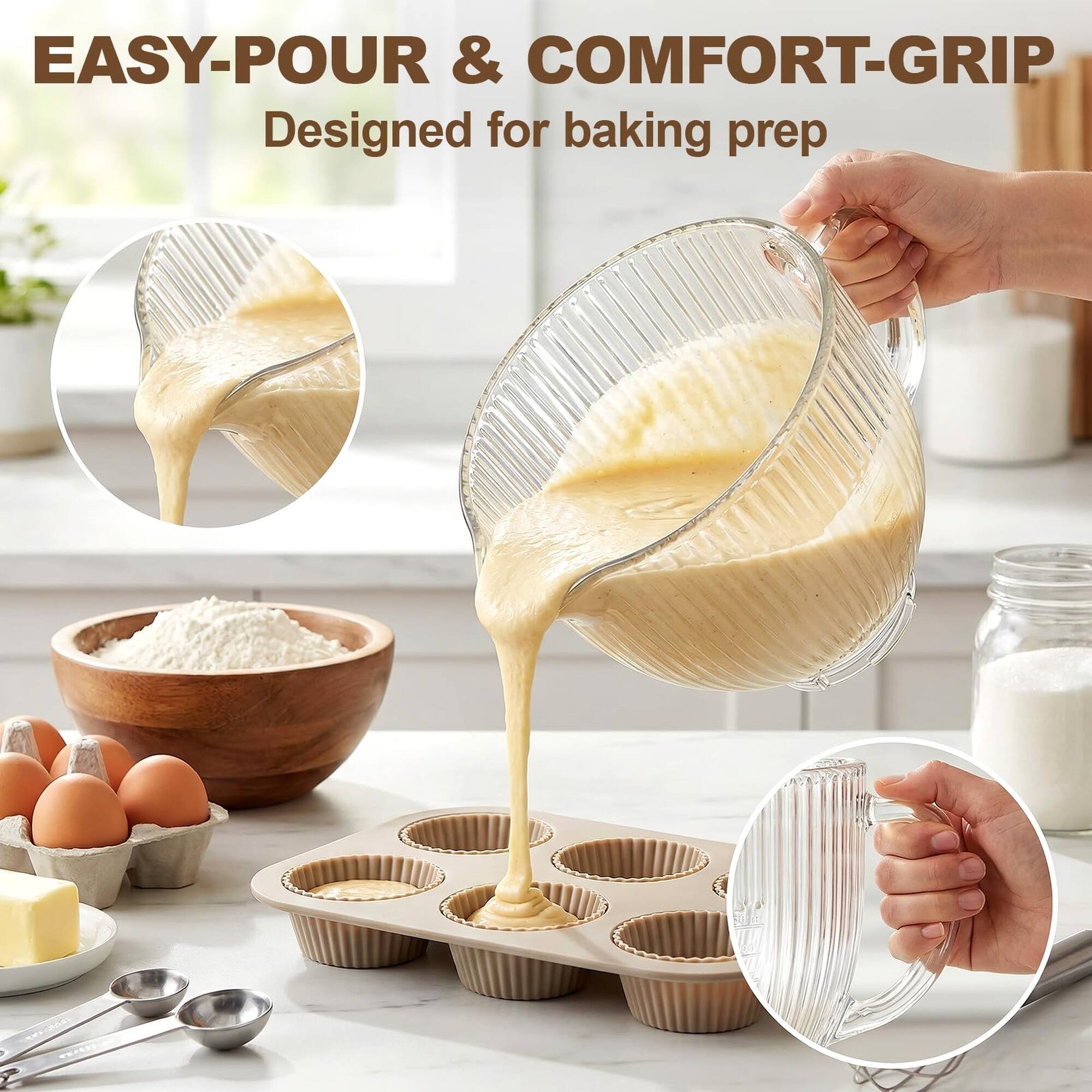 EASY-POUR & COMFORT-GRIP  
Designed for baking prep