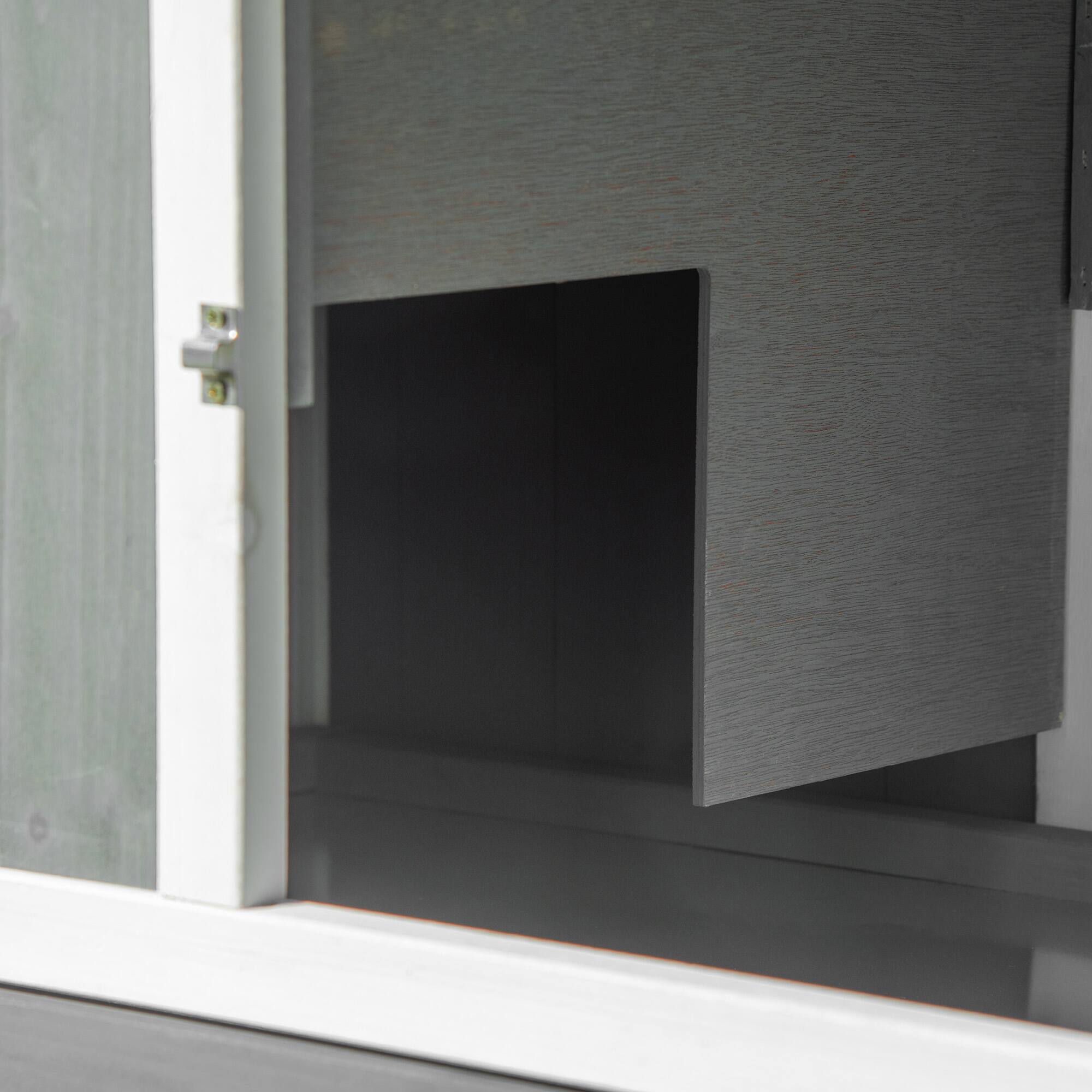 Alt View 4. Pawhut - 69" Rabbit Hutch, Guinea Pig, Enclosure with Run Area, Removable Tray, Asphalt Roof, Lockable Doors, Ramp.