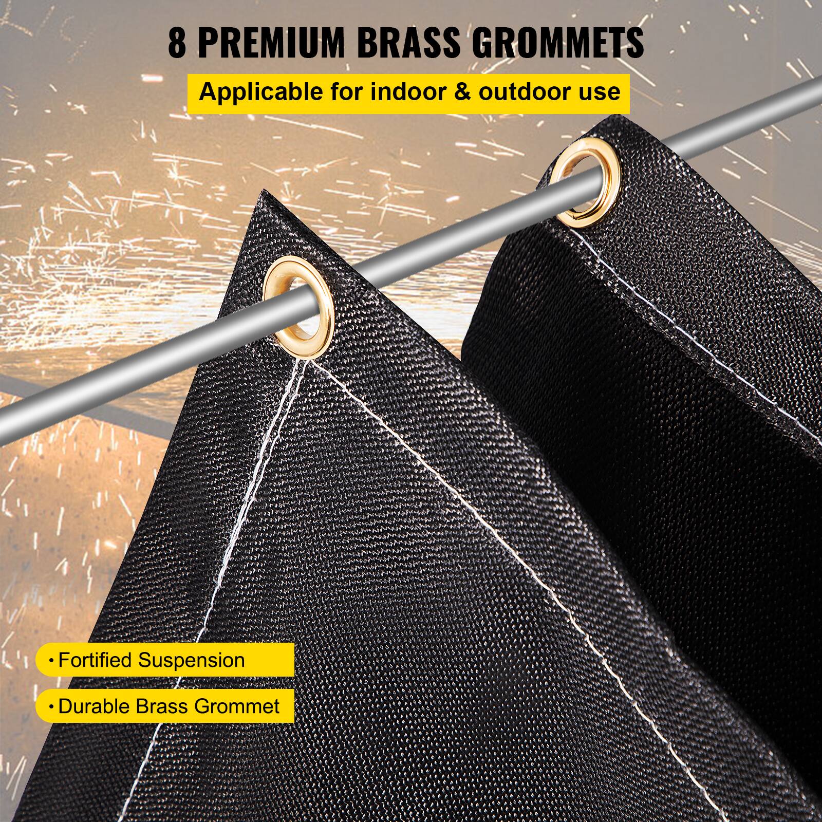 8 PREMIUM BRASS GROMMETS  
Applicable for indoor & outdoor use  

- Fortified Suspension  
- Durable Brass Grommet