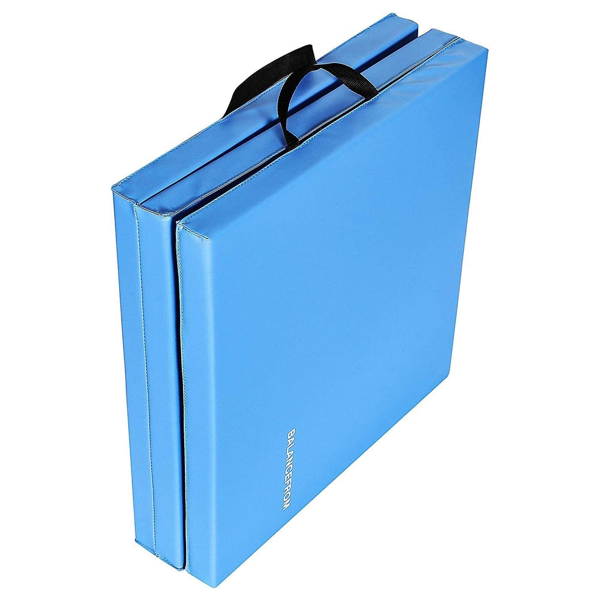 Alt View 8. BalanceFrom Fitness - BalanceFrom Fitness GoGym 6x2ft Folding 3 Panel Exercise Mat with Handles, Blue - Blue.