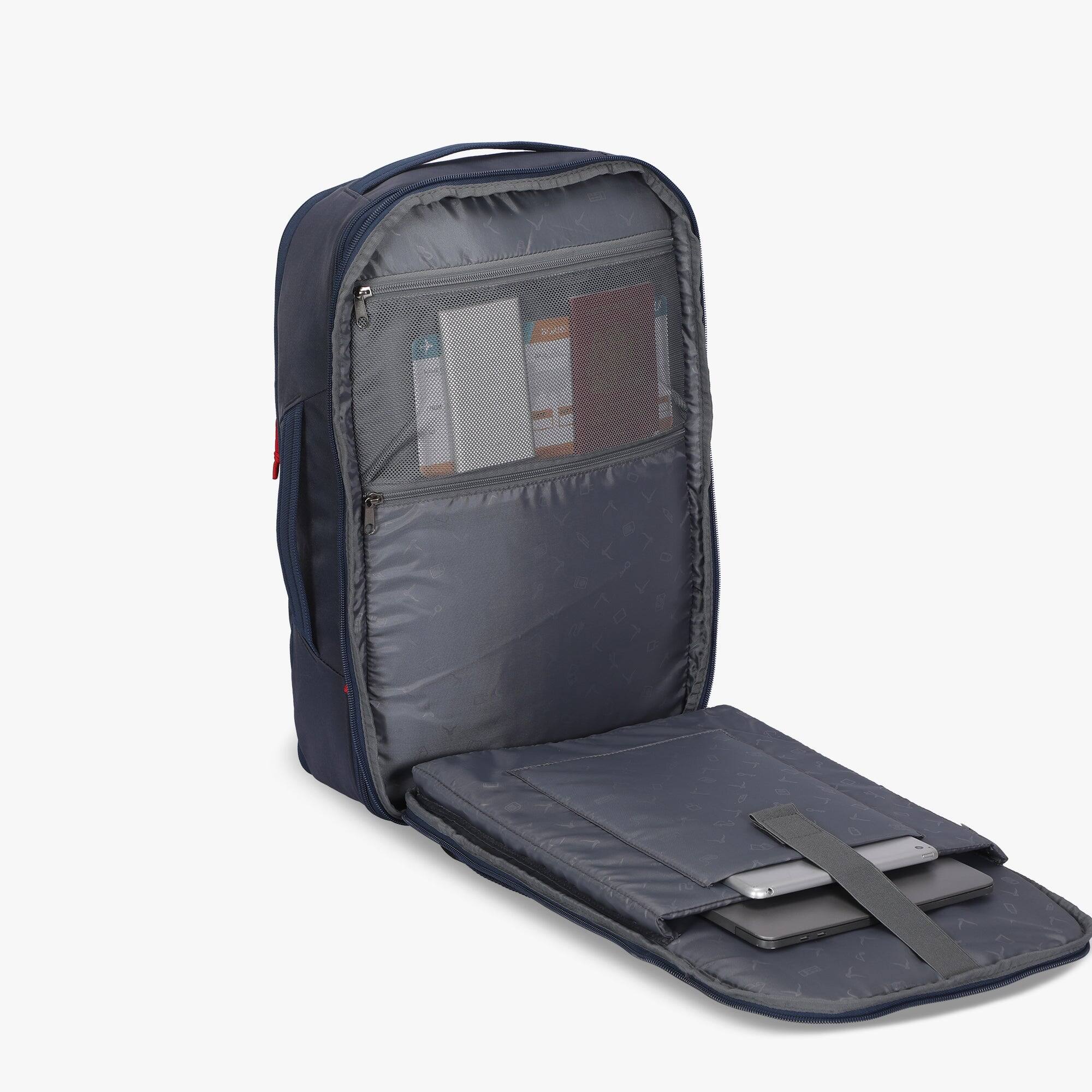 Angle. Hynes Eagle - Expandable Carry-On Travel Backpack (40L) - Dark Blue.