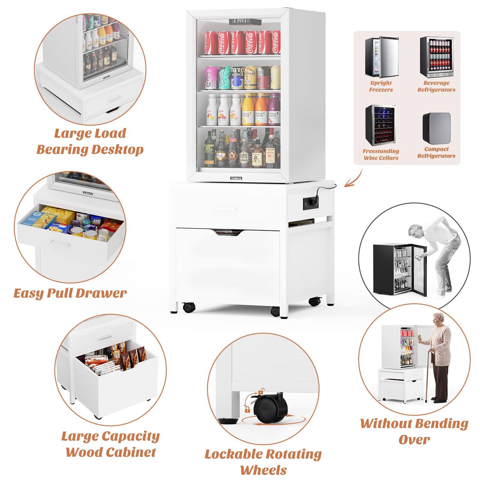 Coo-coo-la 24E UNET Coca-Cola CECO 0TC

- Upright Freezers
- Beverage Refrigerators
- Large Load Bearing Desktop
- Freestanding Compact Wine Cellars
- Refrigerators
- Cal n Easy Pull Drawer
- Large Capacity Wood Cabinet
- Lockable Rotating Wheels
- Without Bending Over