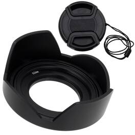 Fotodiox - Reversible Lens Hood Kit with Cap for Sony E PZ 16-50mm F3.5-5.6 OSS E-mount Power Zoom Lens - Black