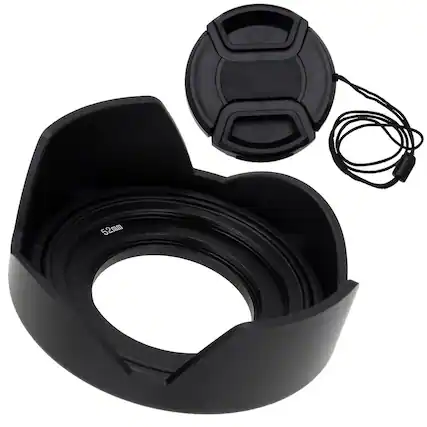 Front. Fotodiox - Reversible Lens Hood Kit with Cap for Sony E PZ 16-50mm F3.5-5.6 OSS E-mount Power Zoom Lens - Black.