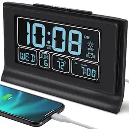 Dazzed Corner - Digital Clock,Alarm Clocks for Bedrooms with Battery Backup - Black