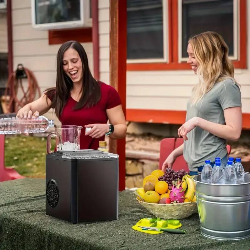 Angle. Forest'nSky - Portable Ice Maker - 24.5 lb/24H, 9 Bullet Ice in 6 Mins, Self-Clean, Low Noise, Handle for Camping/BBQ,Upgraded Black - Upgraded Black.