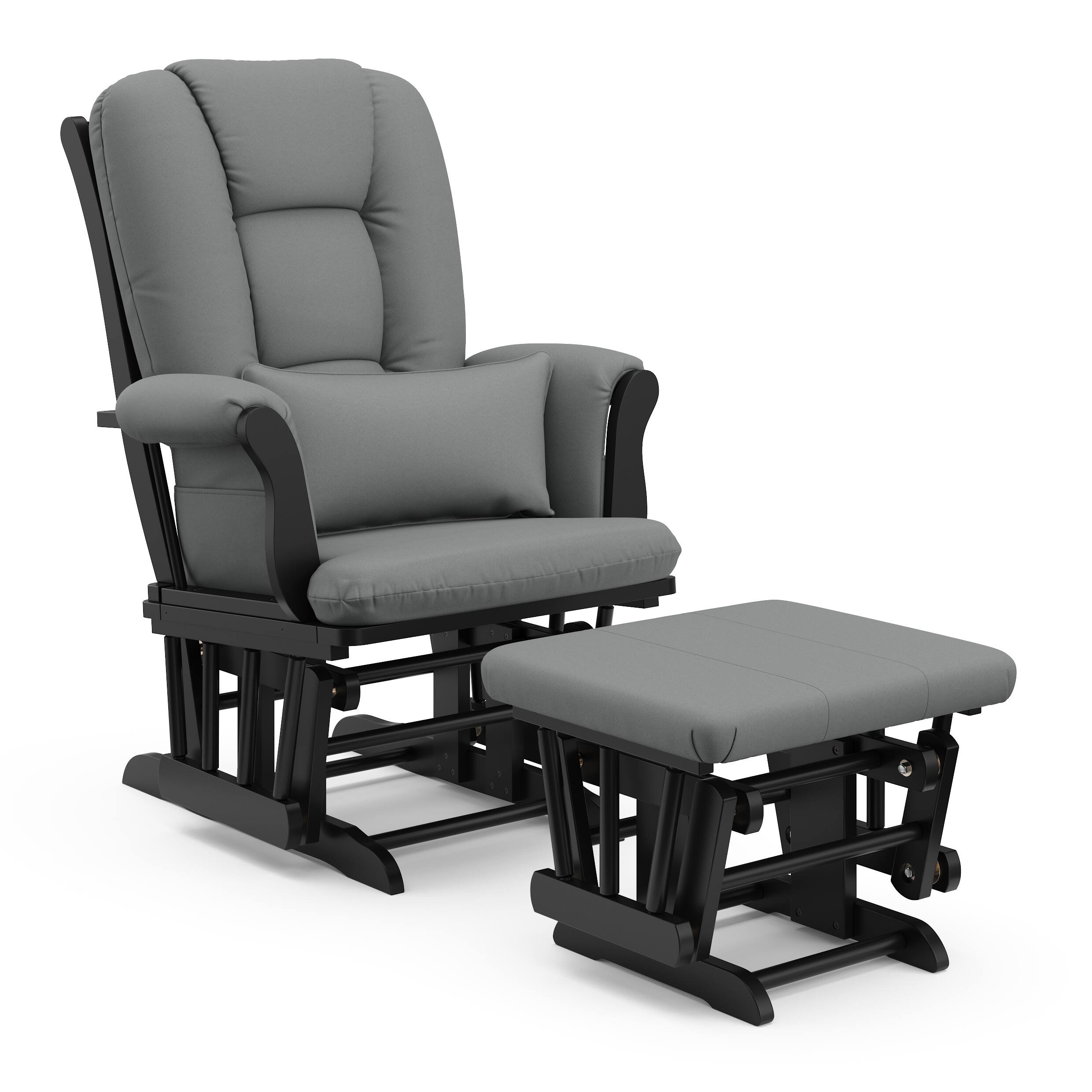 Front. Storkcraft - Tuscany Glider and Ottoman - Black/Gray.