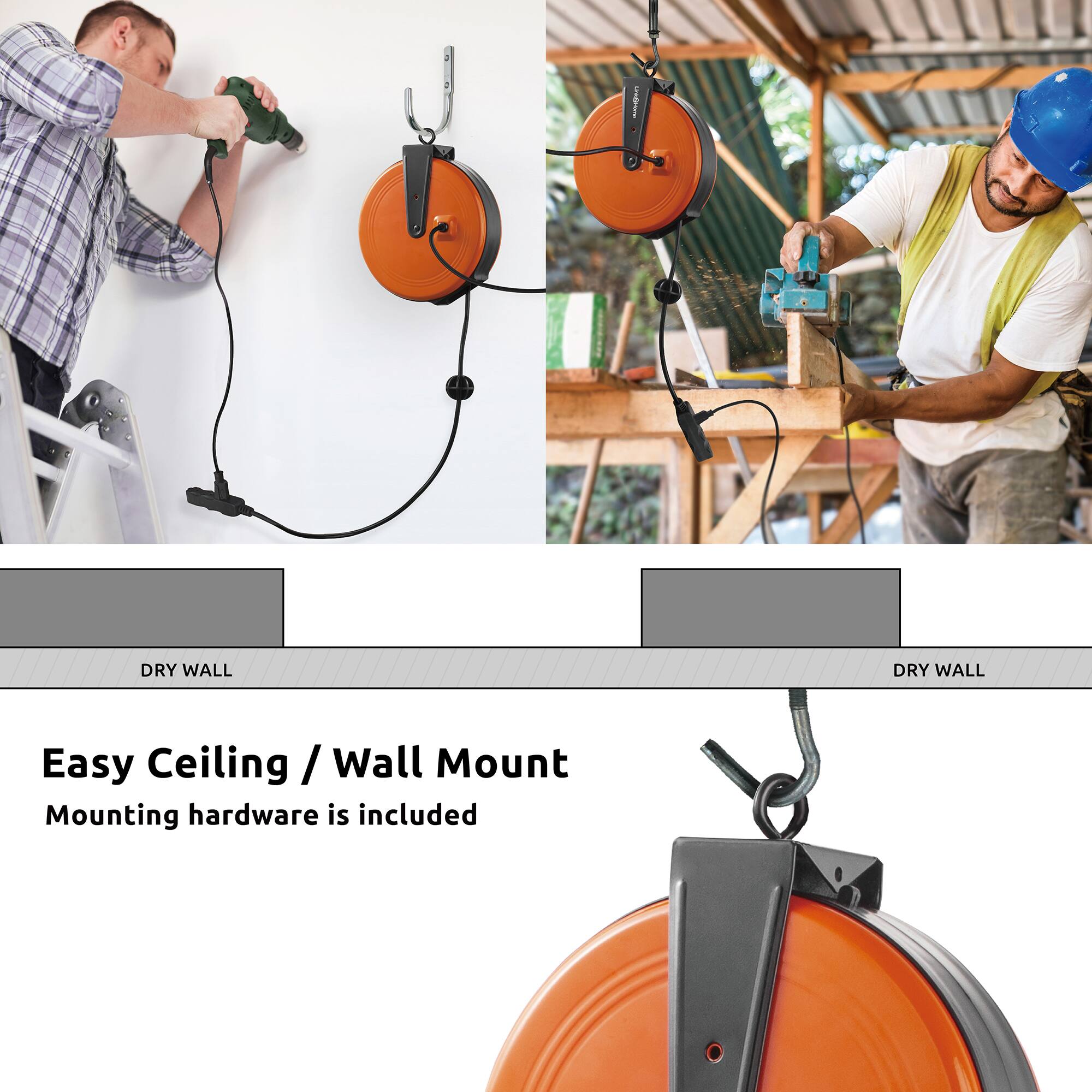 DRY WALL

Easy Ceiling / Wall Mount  
Mounting hardware is included