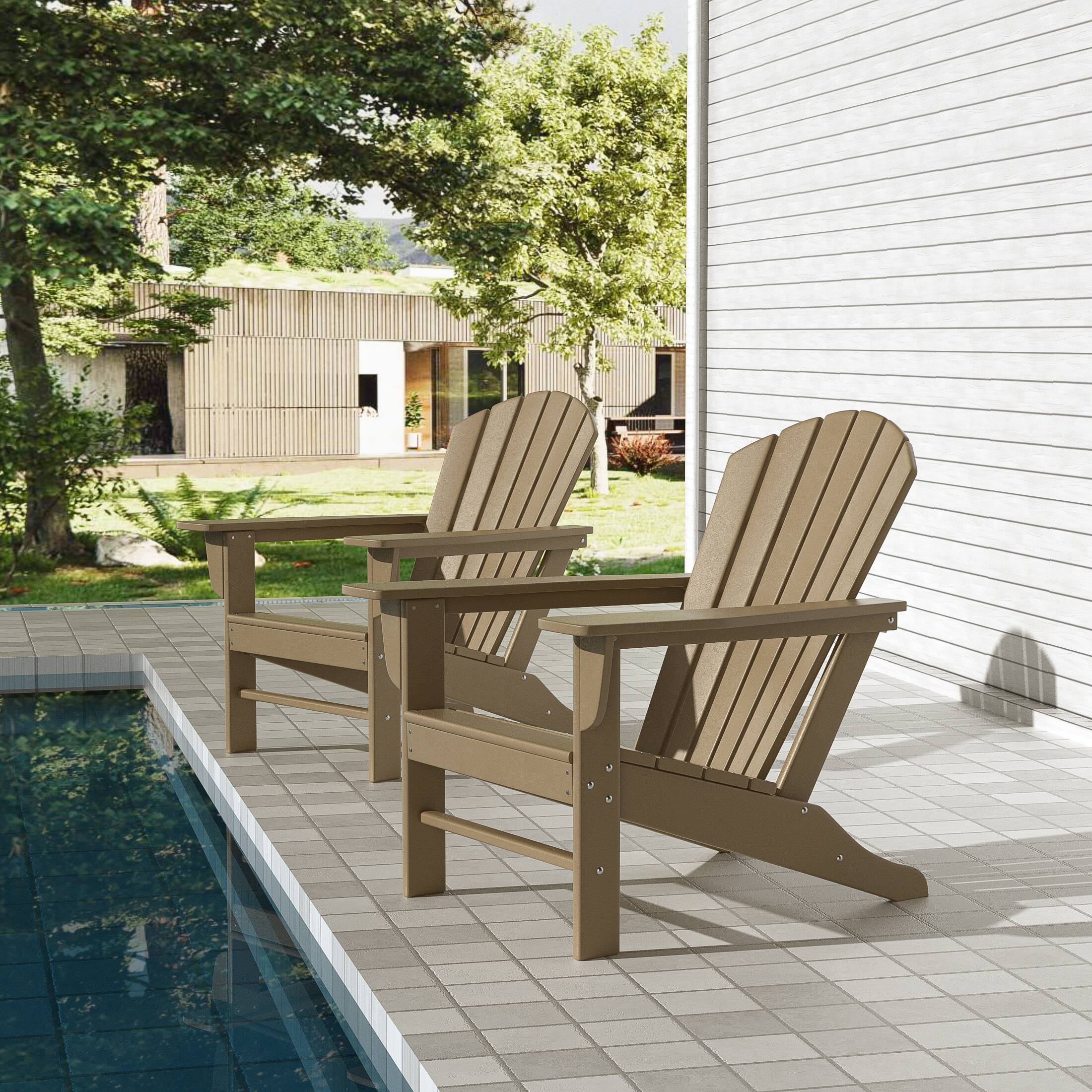 Angle. WestinTrends - WestinTrends Dylan Outdoor Adirondack Chair (Set of 2) - Weathered Wood.