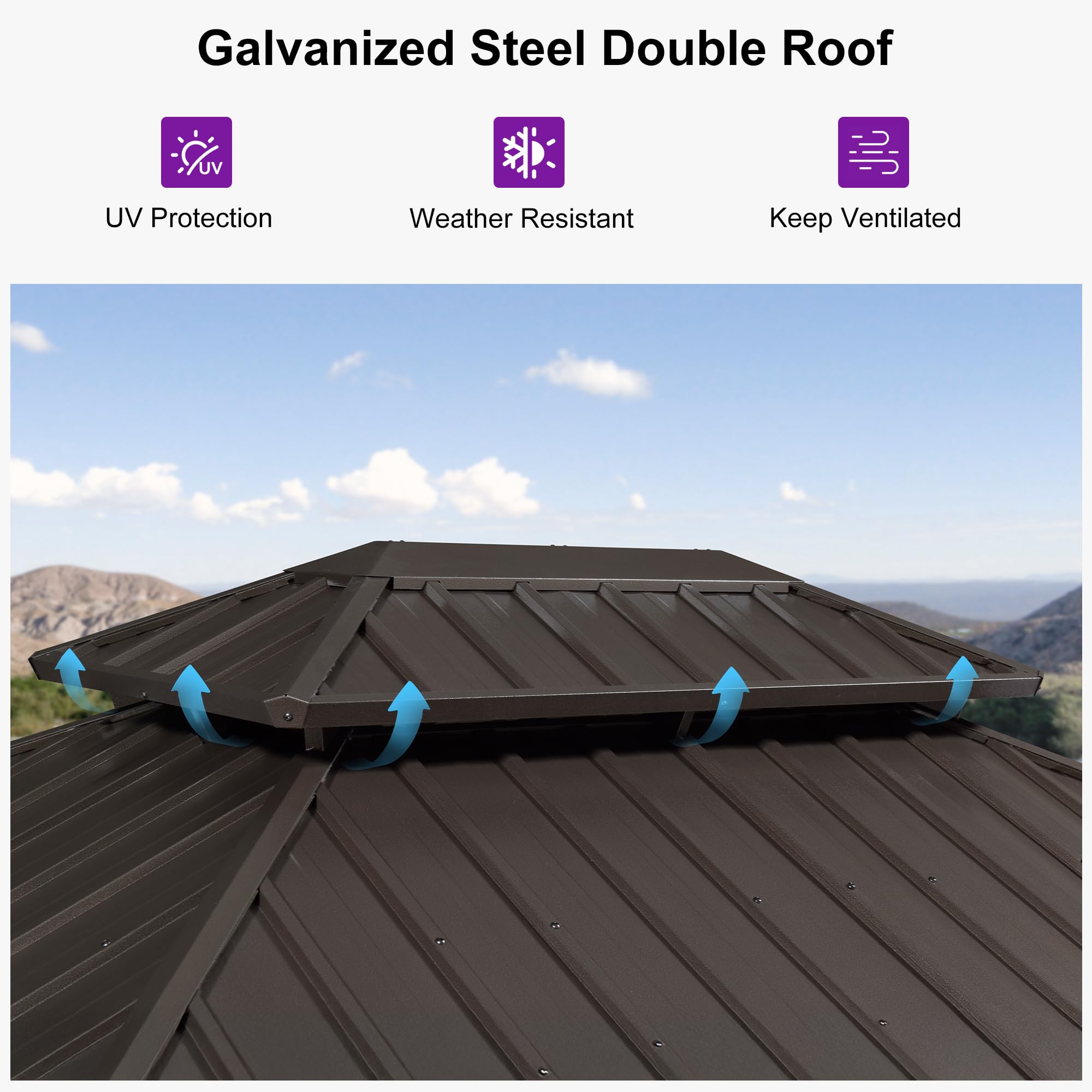 Galvanized Steel Double Roof

- UV Protection
- Weather Resistant
- Keep Ventilated