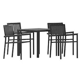 Flash Furniture - Harris 5 Piece Commercial Indoor/Outdoor Table and Chairs with Poly Resin Slatted Backs and Seats - Black