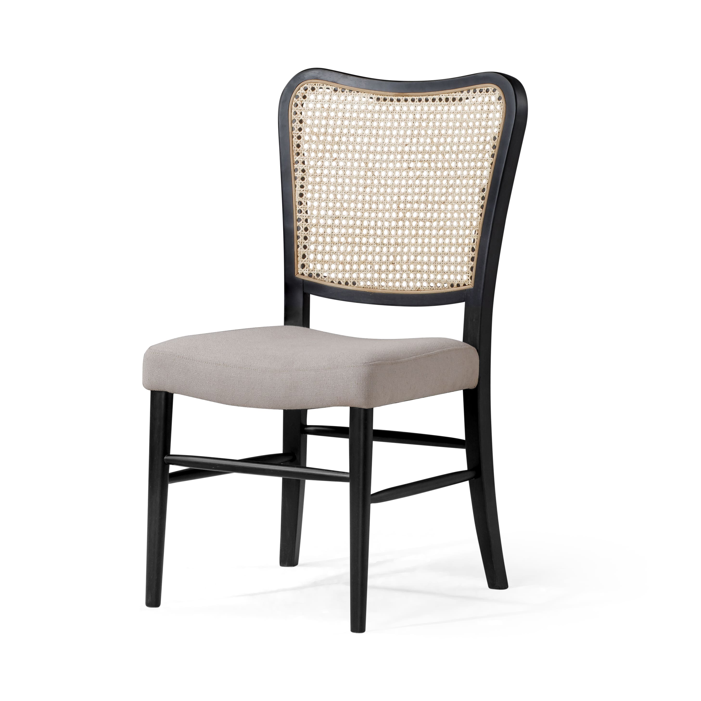 Maven Lane - 19" Vera Classical Wooden Dining Chair Finish with Fabric Upholstery, Set of 2 - Antiqued Black
